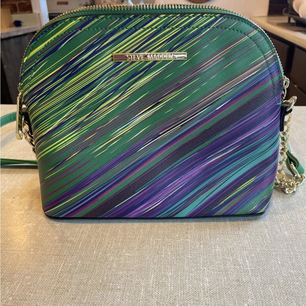 Steve Madden Striped Green and Purple Crossbody Bag